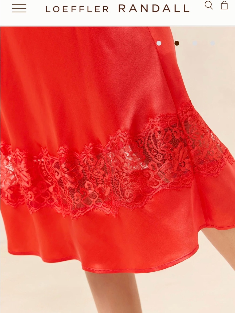 Loeffler Randall Red Saskia Silk Midi Skirt with Lace Hem - Picture 2 of 7
